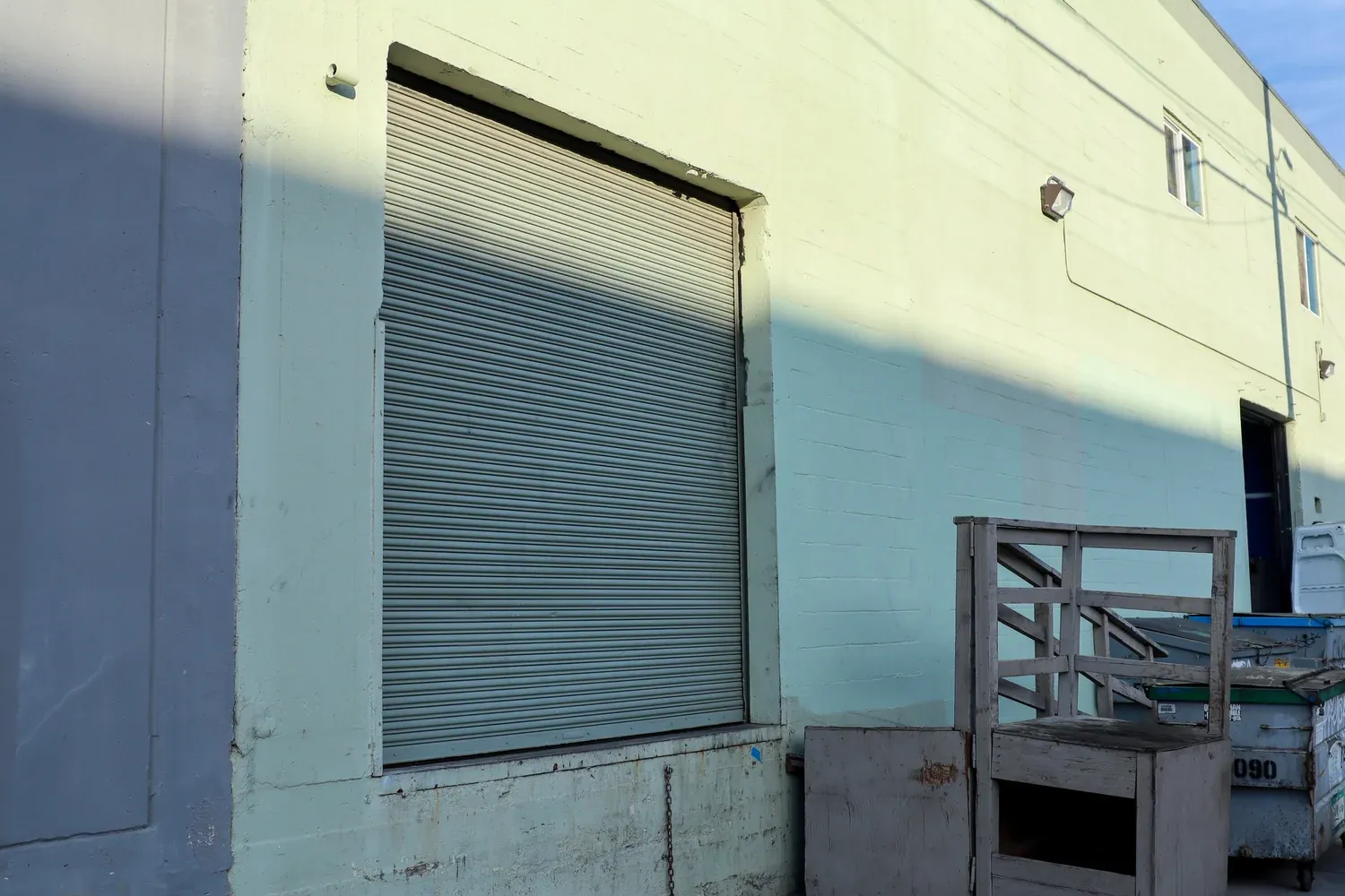 Dock-high loading door at the commissary kitchen