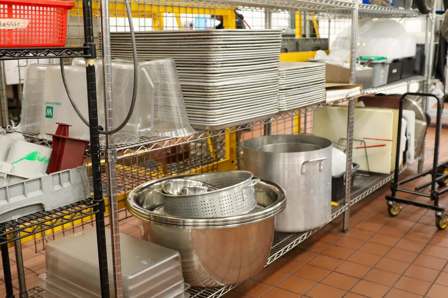Stock pots, sheet pans and mixing bowls