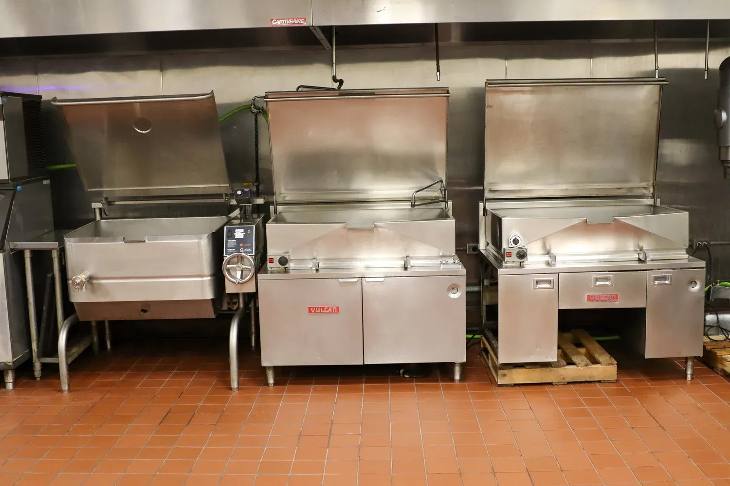 Three 40-gallon tilt skillets